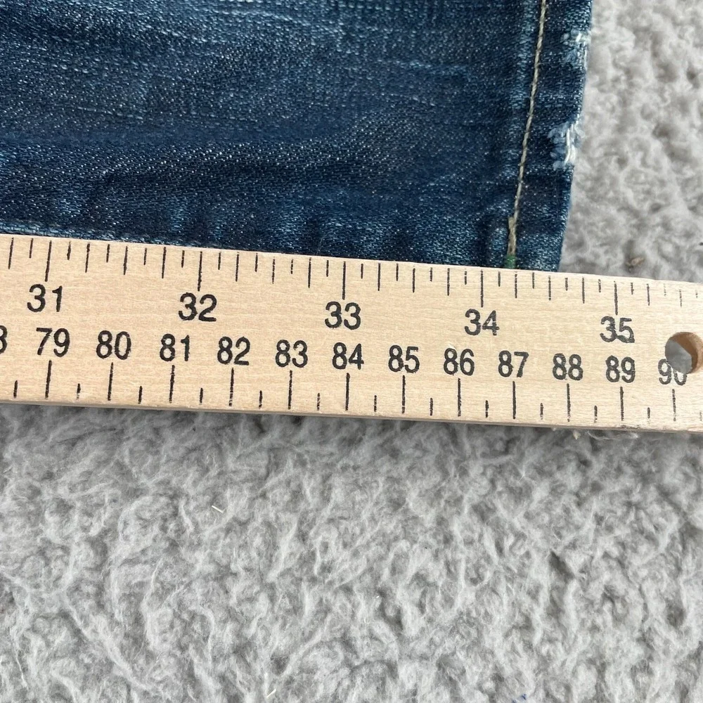 True Religion Men's Geno Flap SE Jeans Denim Blue Wash Size 34 Relax Slim Distre